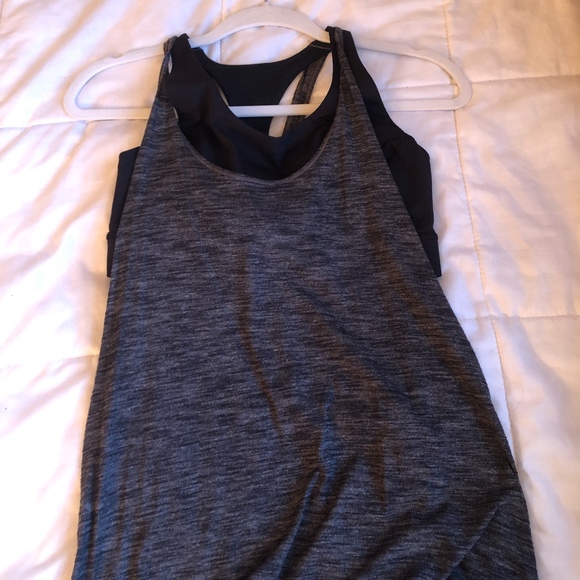 dark grey lululemon tank top with bra size 10 - Picture 1 of 4